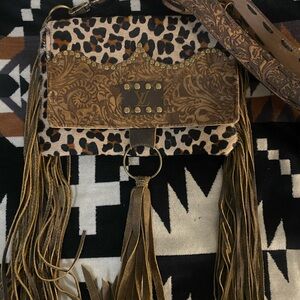Keep It Gypsy Leopard Print and Brown Fringe Crossbody